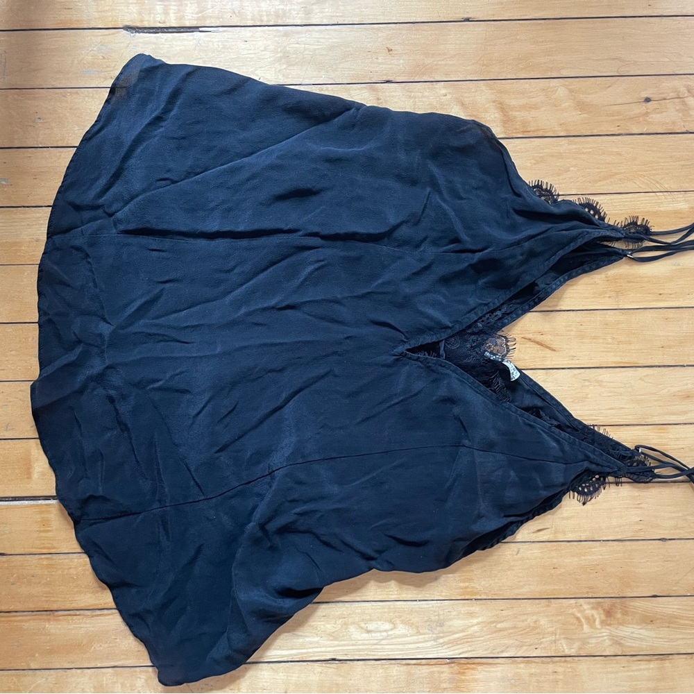 Free People Black Lace Trim Tank Top